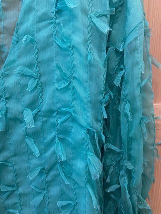 Blusa Zara flecos turquesa