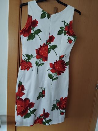 Vestido flores rojo blanco