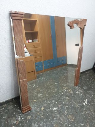 Specchio in marmo con colonne - Retro