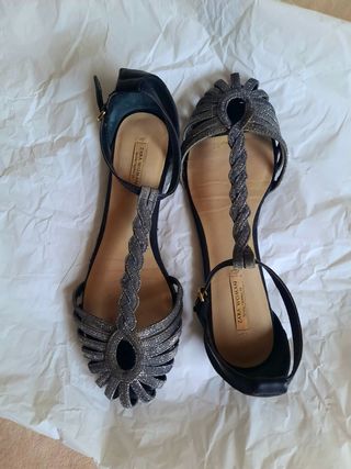 REGALO Sandalias Zara piel 37 - Plata
