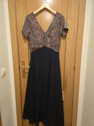 Vestido Fiesta Azul con Pedreria