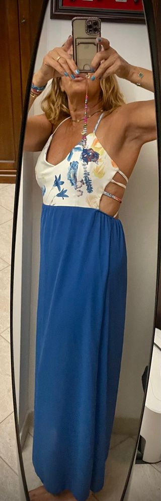 Vestito lungo estivo blu e bianco