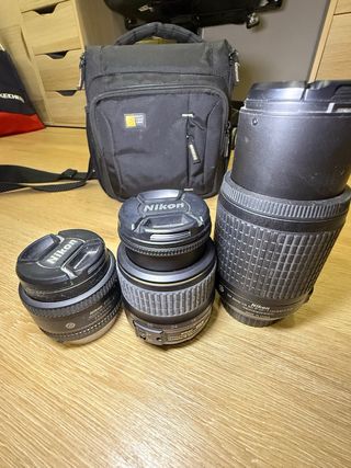Nikon D3100 + 3 objetivos + flash + mochila 
