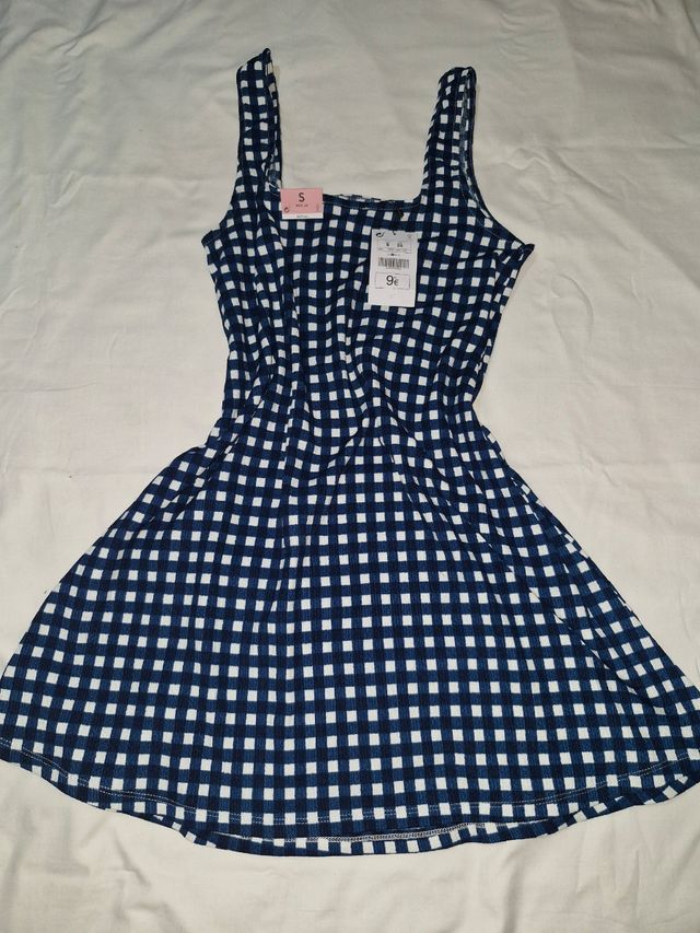 Vestido vichy azul blanco talla S
