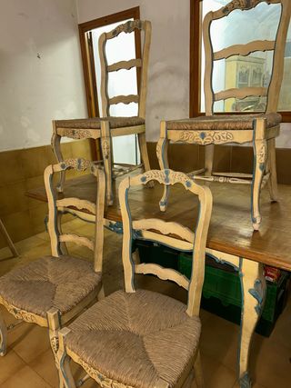 Conjunto mesa comedor antigua 6 sillas