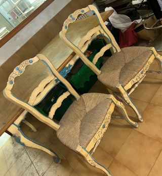 Conjunto mesa comedor antigua 6 sillas