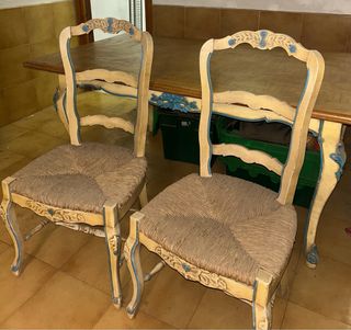 Conjunto mesa comedor antigua 6 sillas