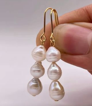 Pendientes perlas-plata dorados
