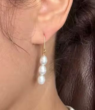 Pendientes perlas-plata dorados