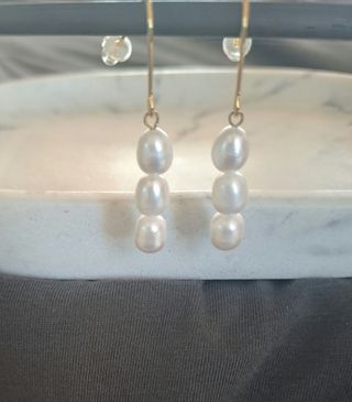 Pendientes perlas-plata dorados