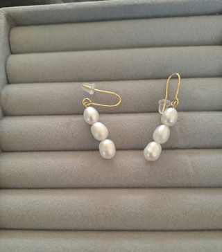 Pendientes perlas-plata dorados