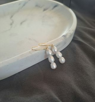 Pendientes perlas-plata dorados
