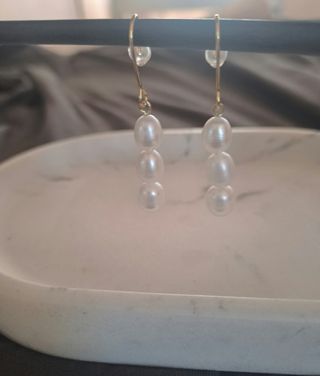 Pendientes perlas-plata dorados
