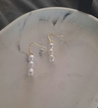 Pendientes perlas-plata dorados