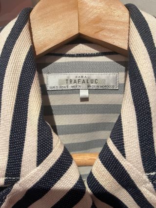 Chaquetón Zara rayas azul marino blanco - T-S