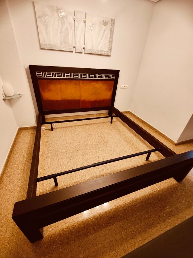 Cama madera maciza 180x200 marrón