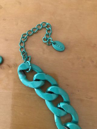 Collar Zara flores - turquesa, amarillo