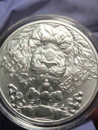 Moneda 1 Onza Plata León Checo