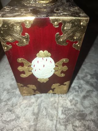 Joyero antiguo madera rojo dorado