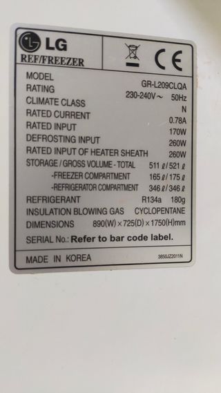 Nevera LG 2 puertas