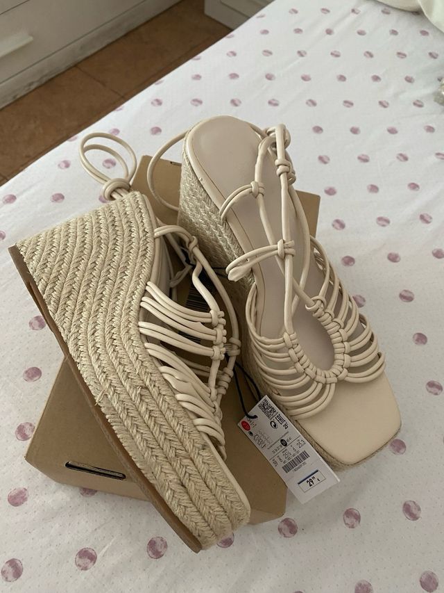 Cuñas beige tiras-talla 39