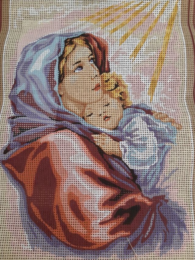 Tapiz para bordar Virgen con Niño 30x40