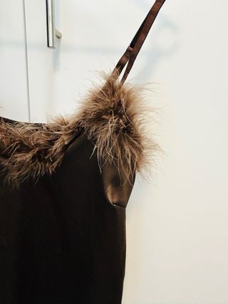 Top lencero plumas marrón chocolate T/XS-S