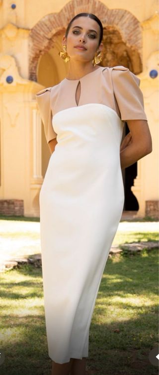Vestido beige y blanco comunión