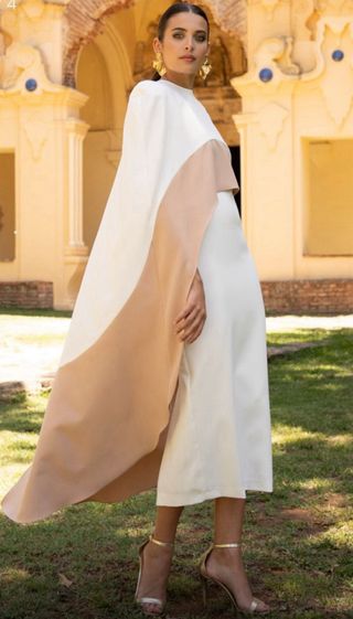 Vestido beige y blanco comunión