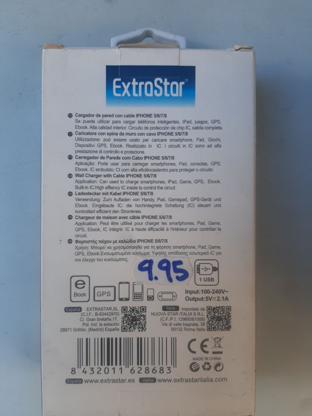 Caricatore iPhone ExtraStar 2.1A