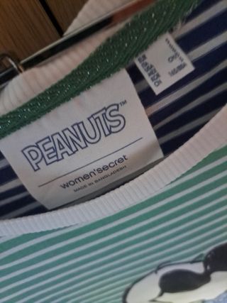 Camisón Peanuts rayas verde-azul