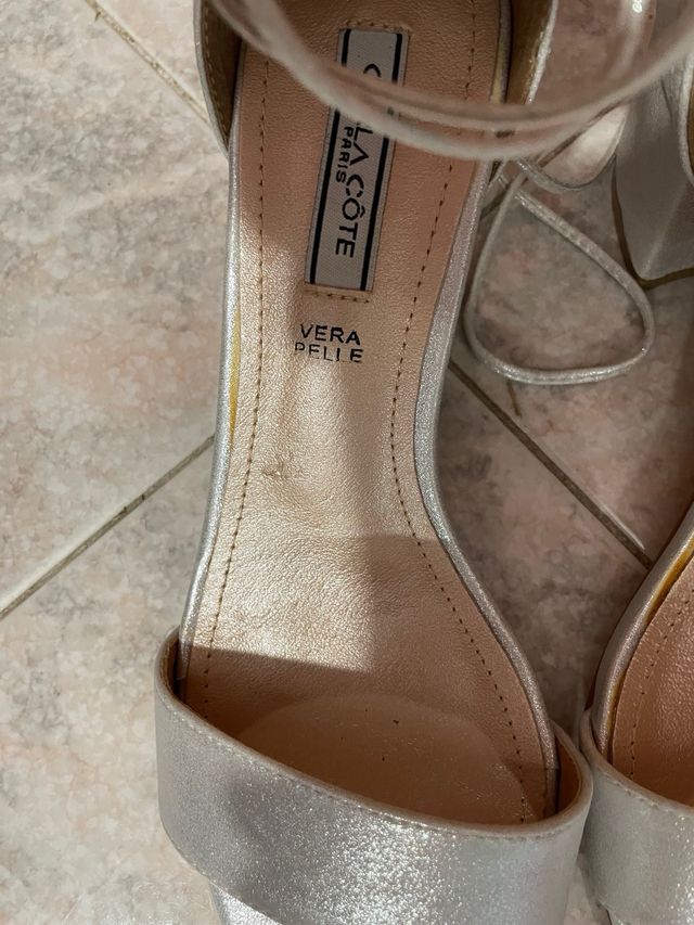 Sandali argento alla schiava tacco basso