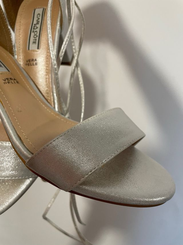 Sandali argento alla schiava tacco basso