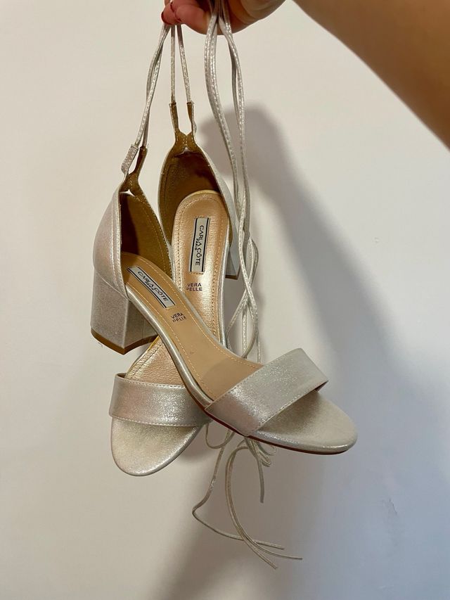 Sandali argento alla schiava tacco basso