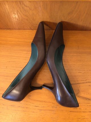 CASTAÑER - zapatos tacon piel marron 39