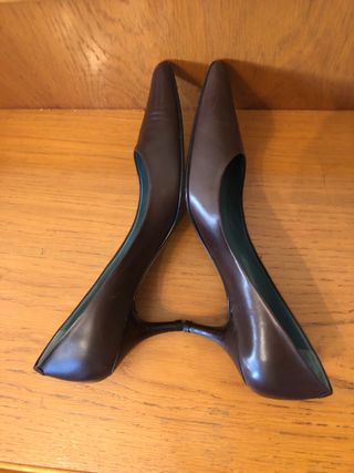 CASTAÑER - zapatos tacon piel marron 39