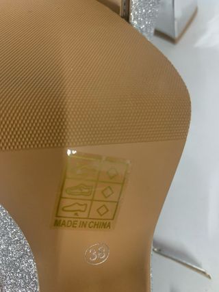 Zapatos tacón plata glitter -talla 38