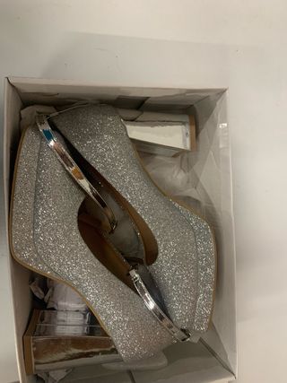 Zapatos tacón plata glitter -talla 38