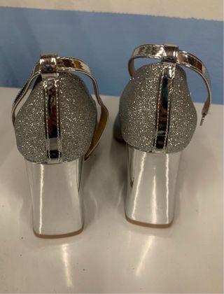 Zapatos tacón plata glitter -talla 38