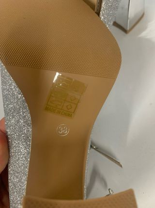 Zapatos tacón plata glitter -talla 38