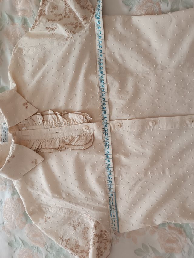 Camicia ricamata beige