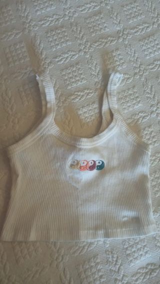 Top canalé Pull&Bear blanco
