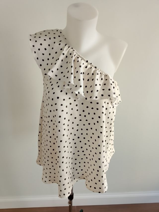 Top Vicolo monospalla beige - nero