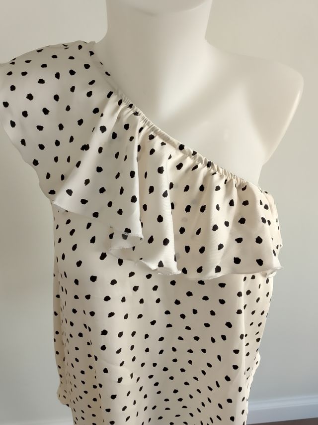 Top Vicolo monospalla beige - nero