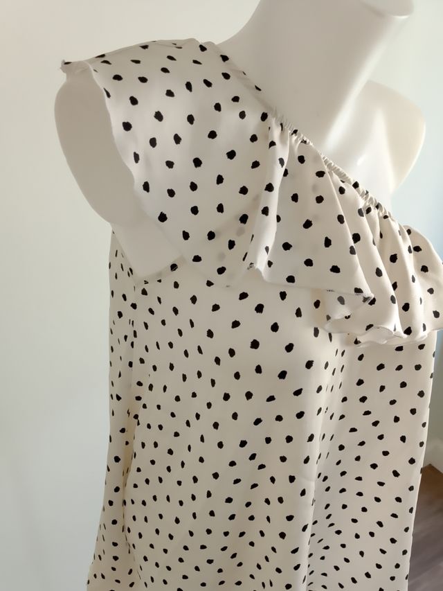 Top Vicolo monospalla beige - nero