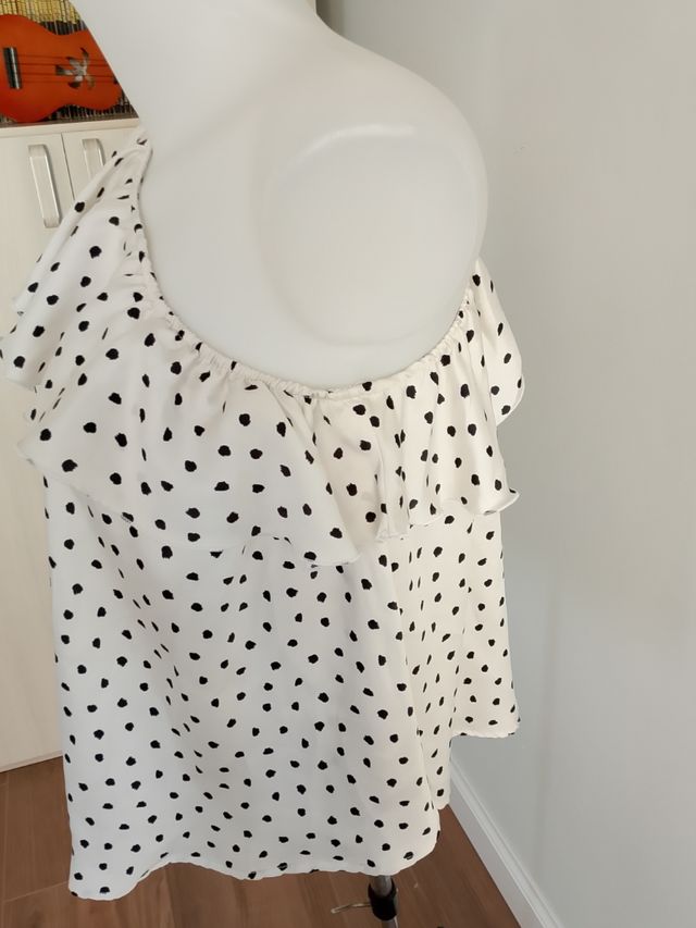 Top Vicolo monospalla beige - nero