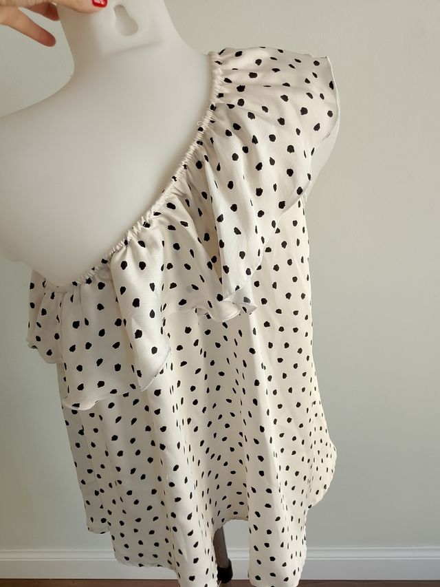 Top Vicolo monospalla beige - nero