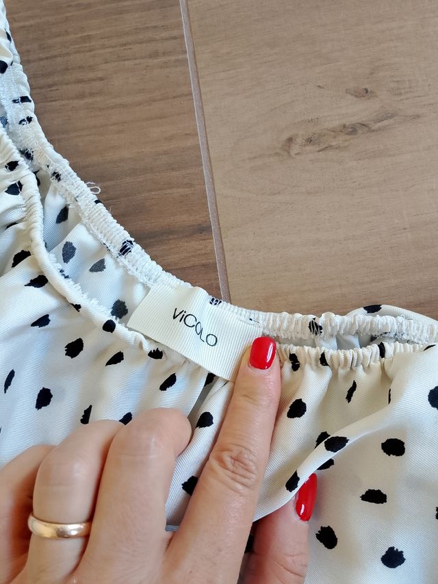 Top Vicolo monospalla beige - nero