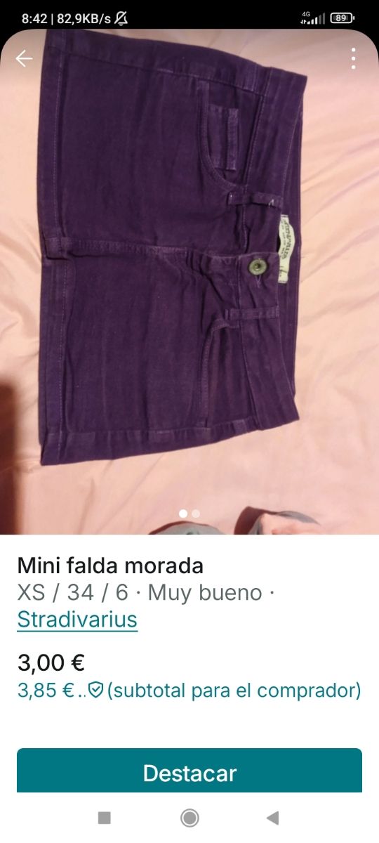  3 Minifaldas Stradivarius XS
Lote