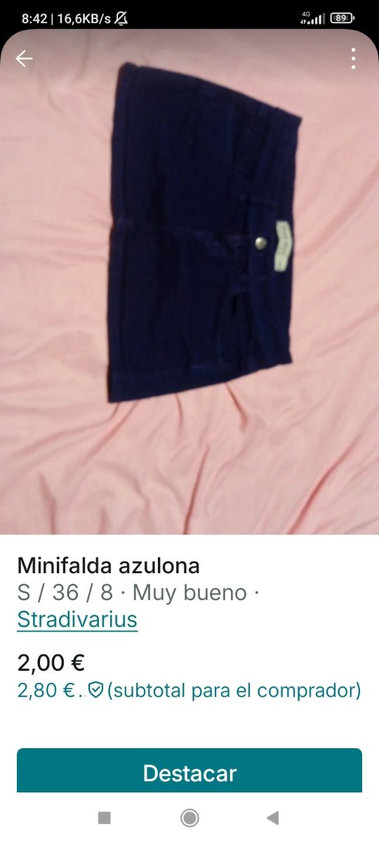  3 Minifaldas Stradivarius XS
Lote
